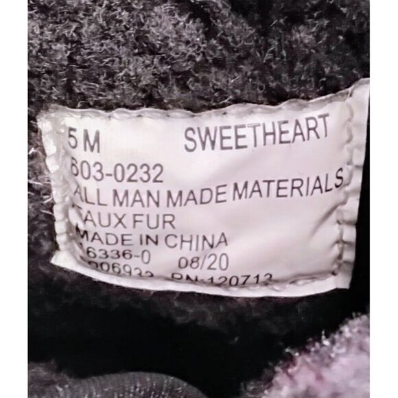 Totes Girls Winter Boots Size 5 Black With Colorful Heart Accents & Faux Fur Lin - Picture 7 of 7